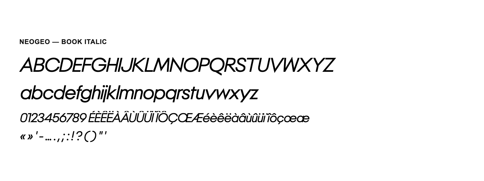 Spécimen de NeoGeo Book Italic