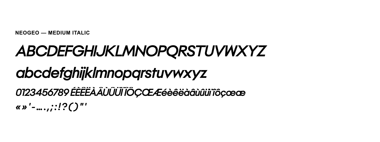 Spécimen de NeoGeo Medium Italic