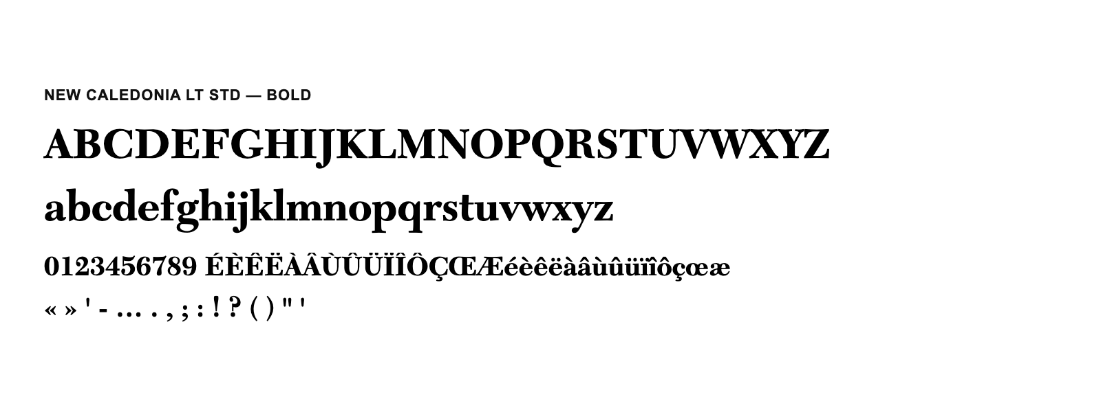 Spécimen de New Caledonia LT Std Bold