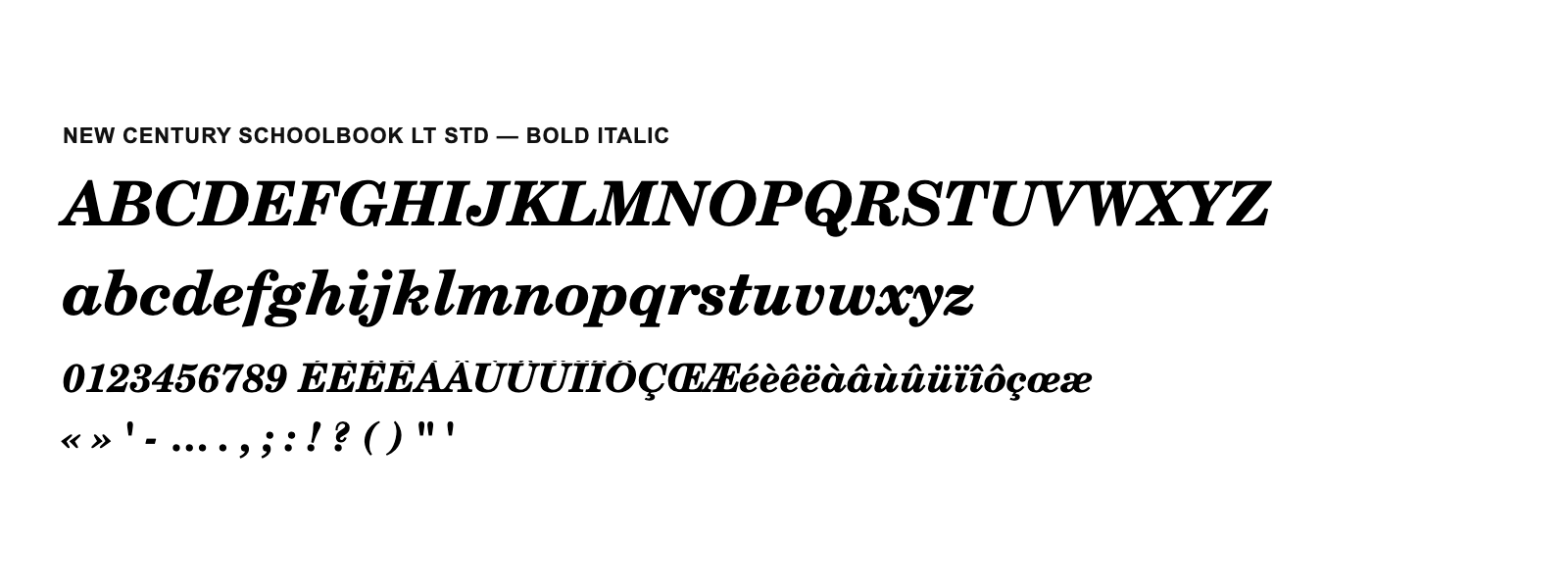 Spécimen de New Century Schoolbook LT Std Bold Italic