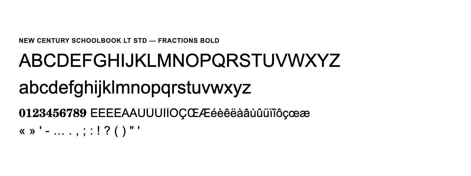 Spécimen de New Century Schoolbook LT Std Fractions Bold