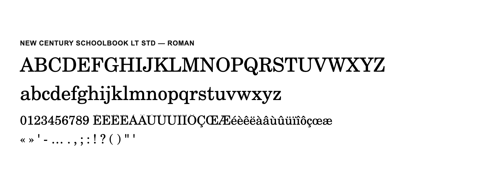 Spécimen de New Century Schoolbook LT Std Roman