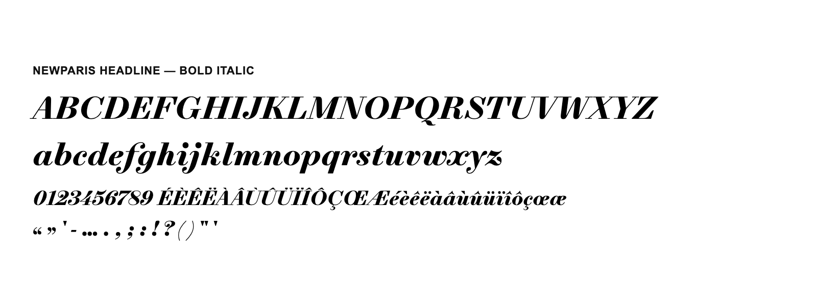 Spécimen de NewParis Headline Bold Italic