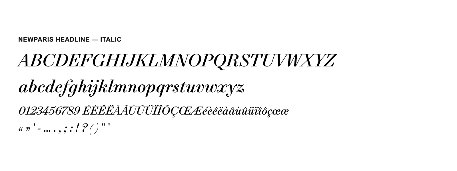 Spécimen de NewParis Headline Italic