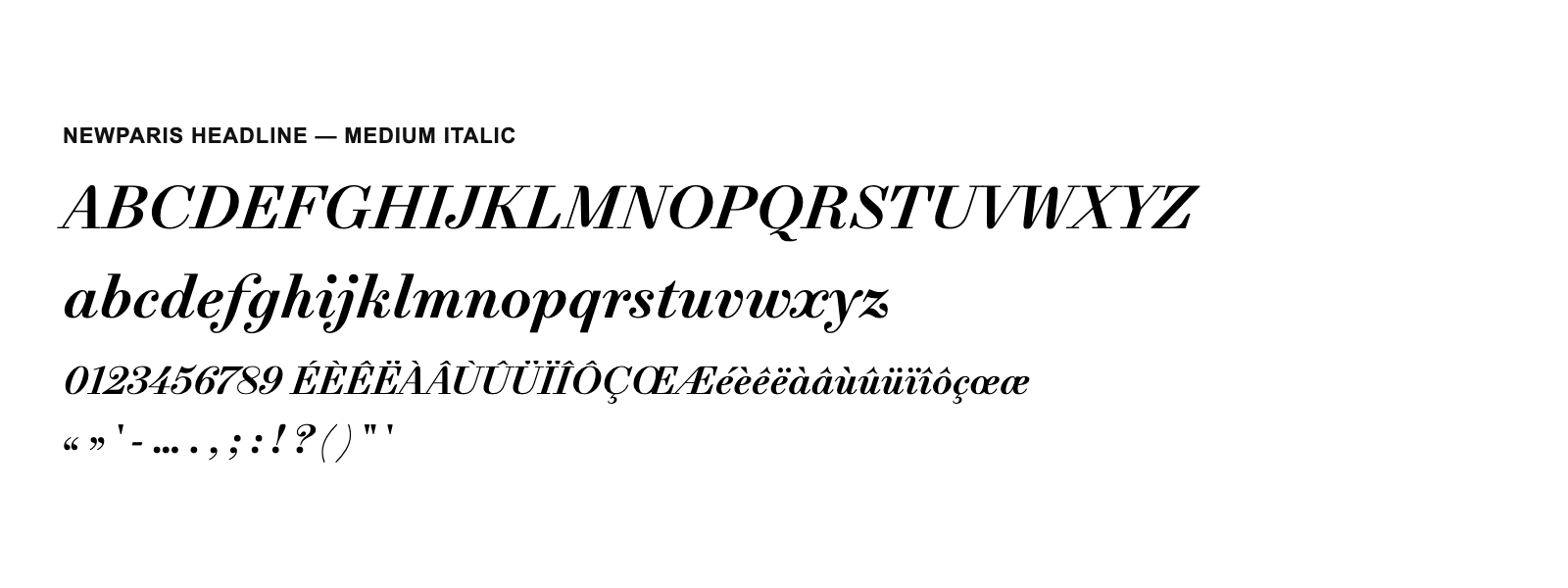Spécimen de NewParis Headline Medium Italic