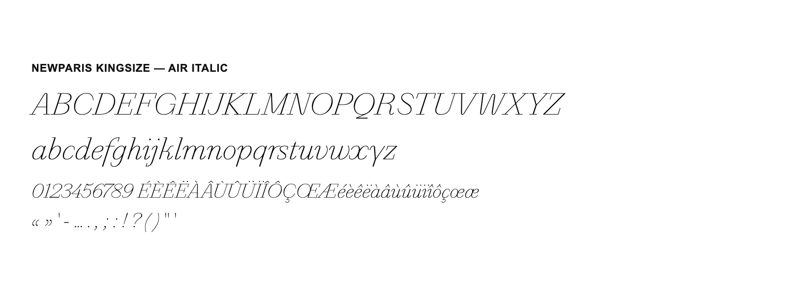 Spécimen de NewParis KingSize Air Italic