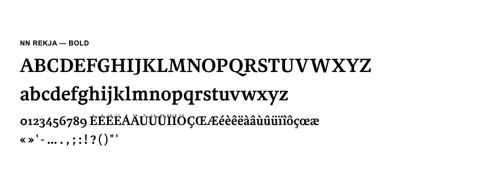 Spécimen de NN Rekja Bold