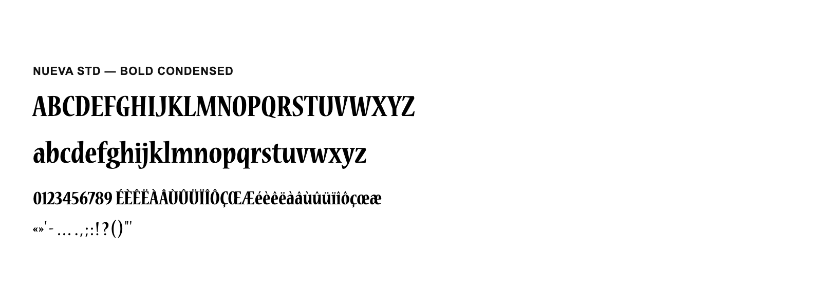 Spécimen de Nueva Std Bold Condensed