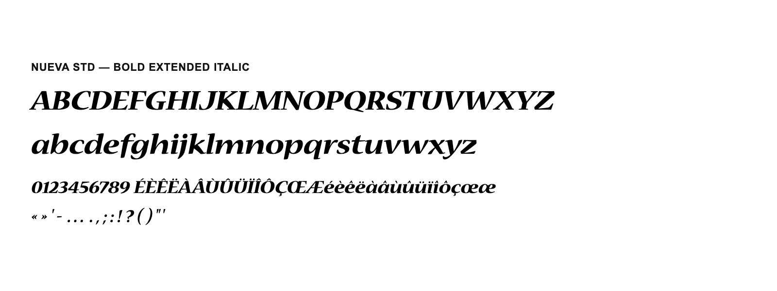 Spécimen de Nueva Std Bold Extended Italic