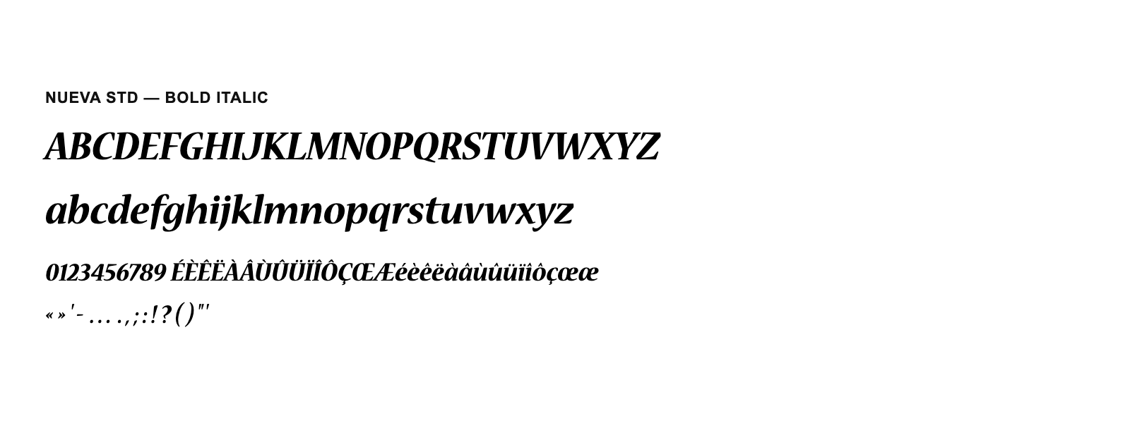 Spécimen de Nueva Std Bold Italic