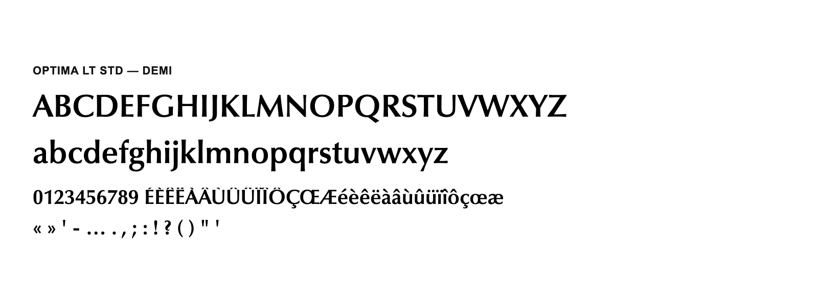 Spécimen de Optima LT Std Demi
