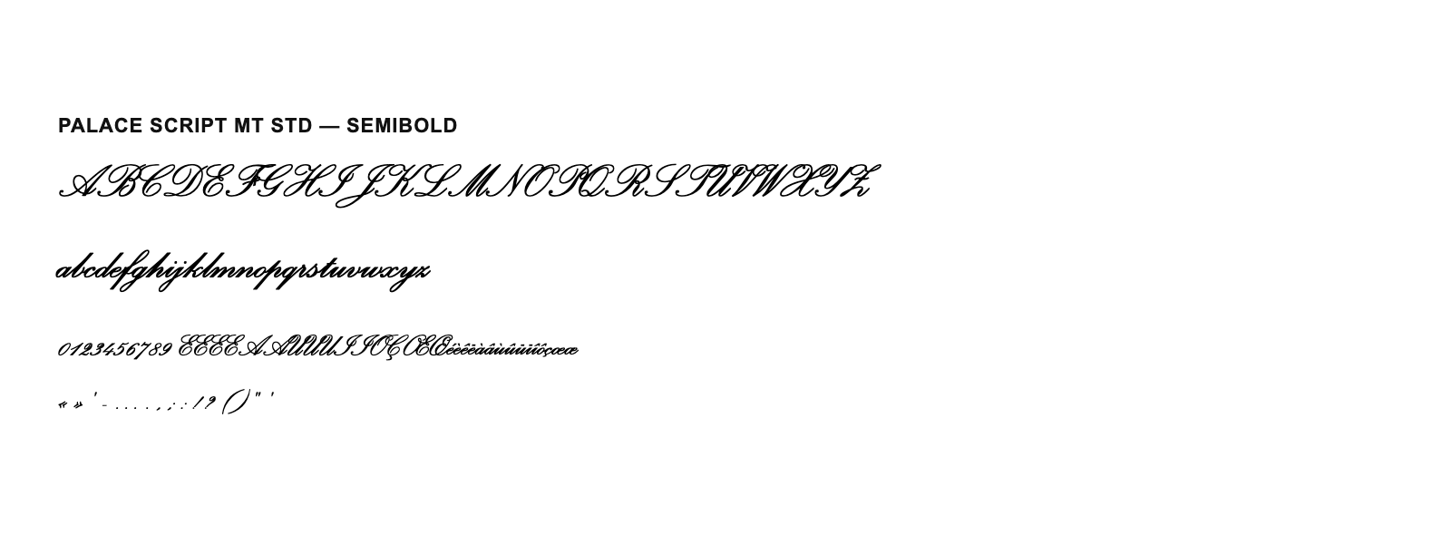 Spécimen de Palace Script MT Std Semibold