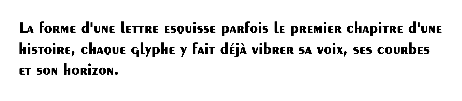 Phrase commune composée en Peignot LT Std