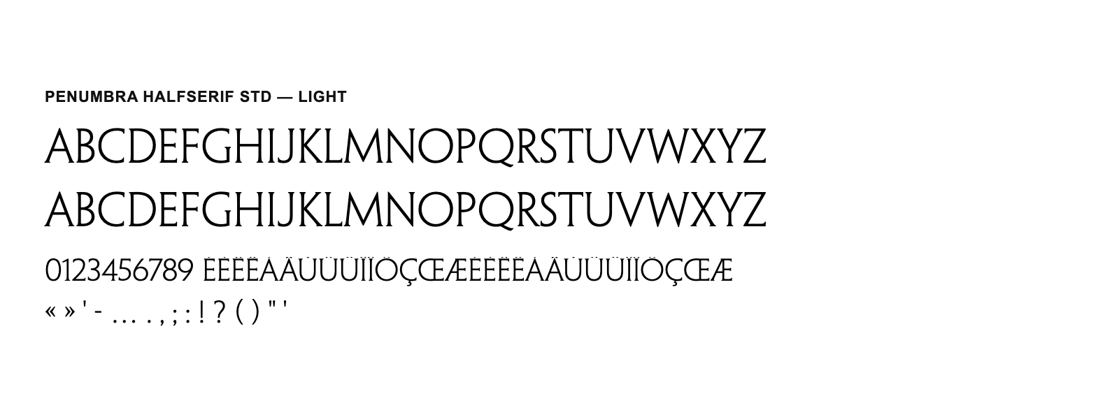Spécimen de Penumbra HalfSerif Std Light