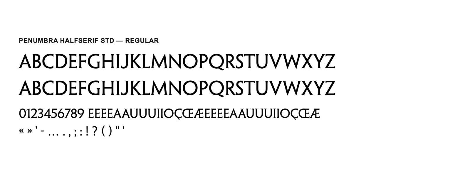 Spécimen de Penumbra HalfSerif Std Regular