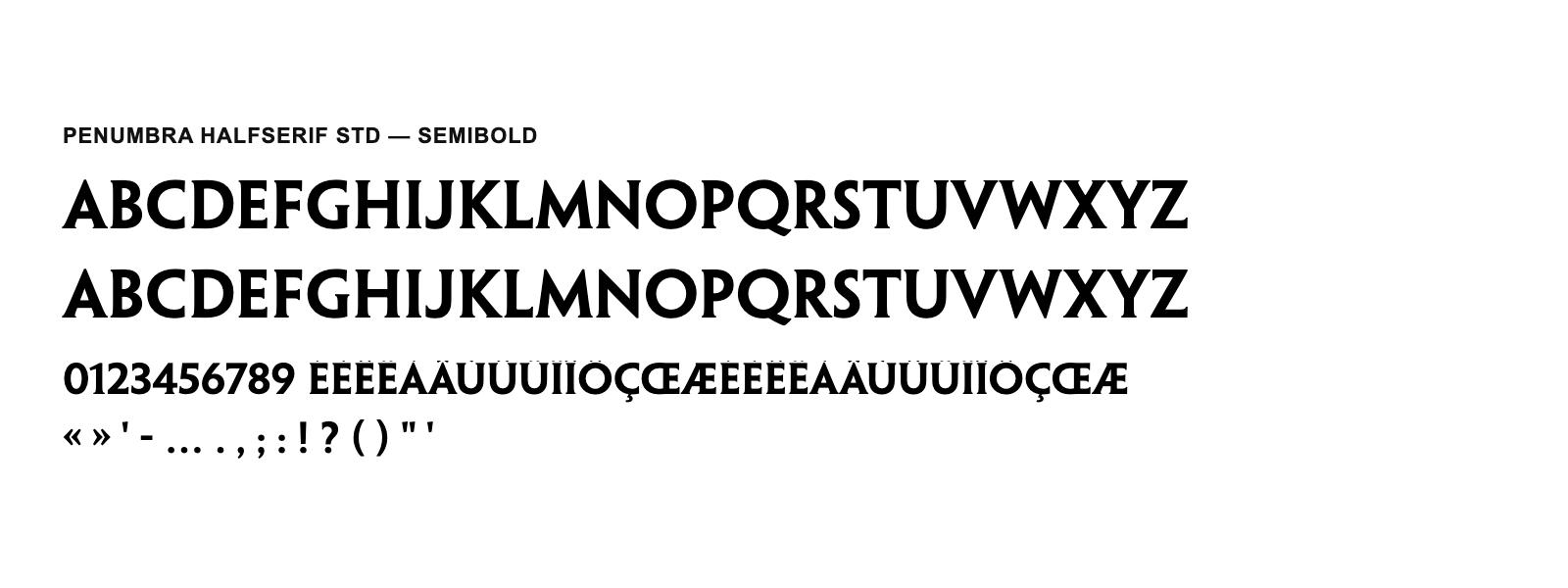 Spécimen de Penumbra HalfSerif Std Semibold