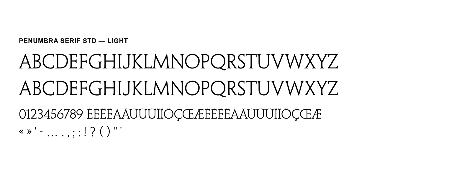Spécimen de Penumbra Serif Std Light