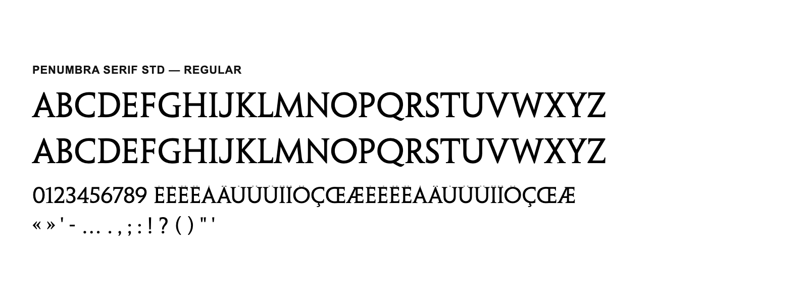 Spécimen de Penumbra Serif Std Regular