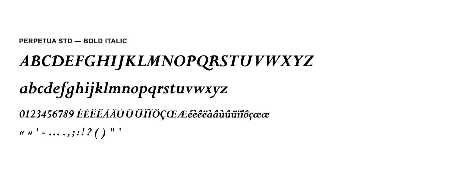 Spécimen de Perpetua Std Bold Italic