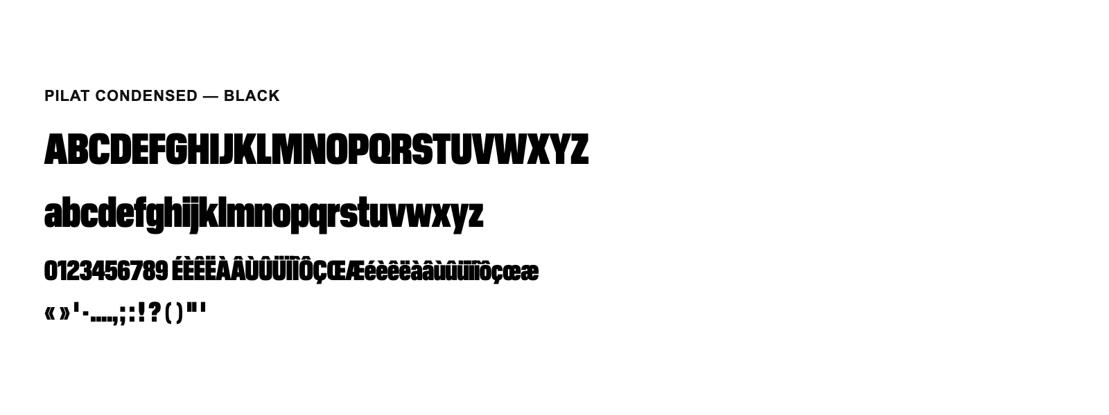 Spécimen de Pilat Condensed Black