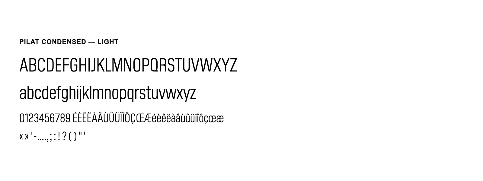 Spécimen de Pilat Condensed Light