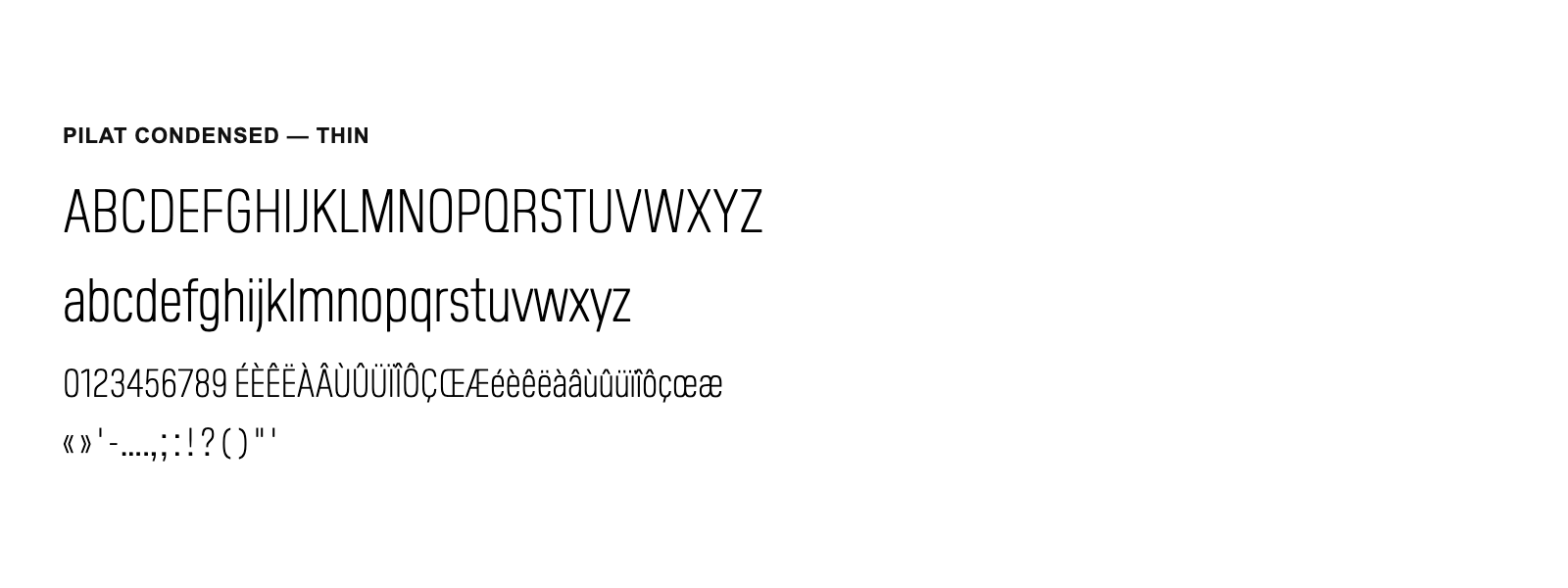 Spécimen de Pilat Condensed Thin