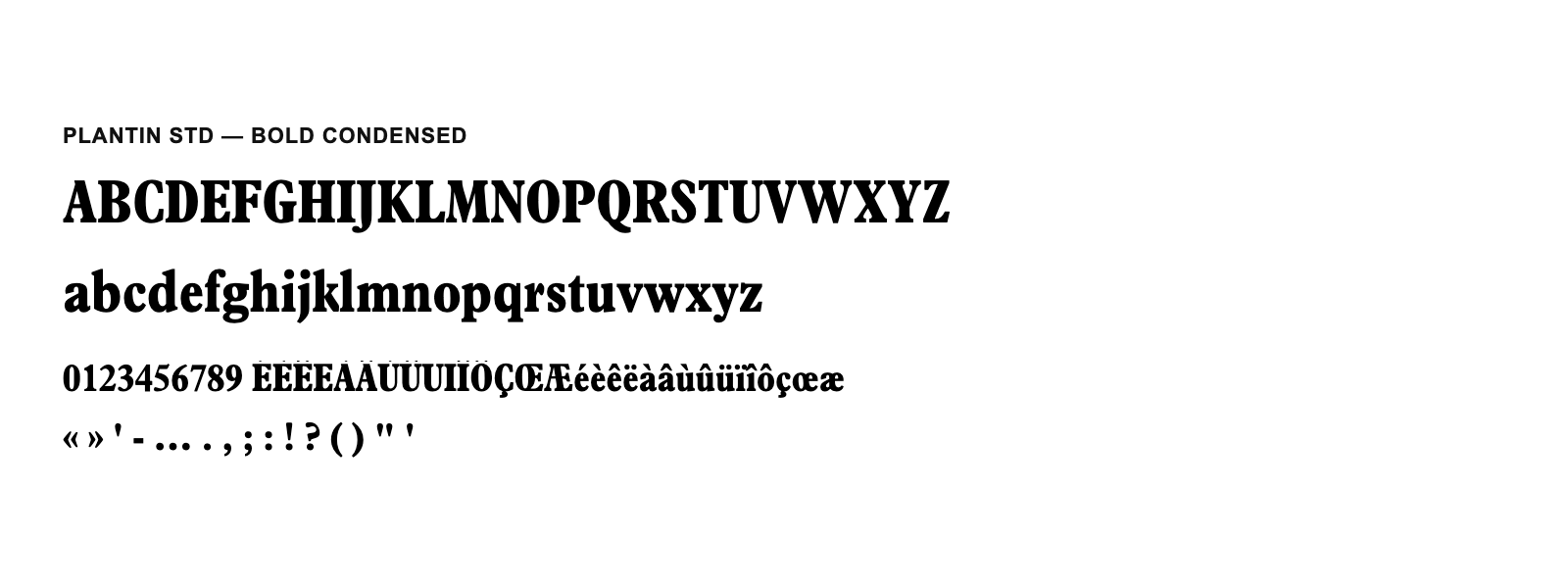 Spécimen de Plantin Std Bold Condensed