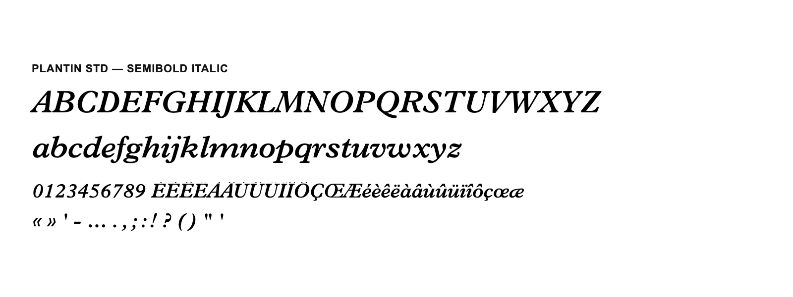 Spécimen de Plantin Std Semibold Italic