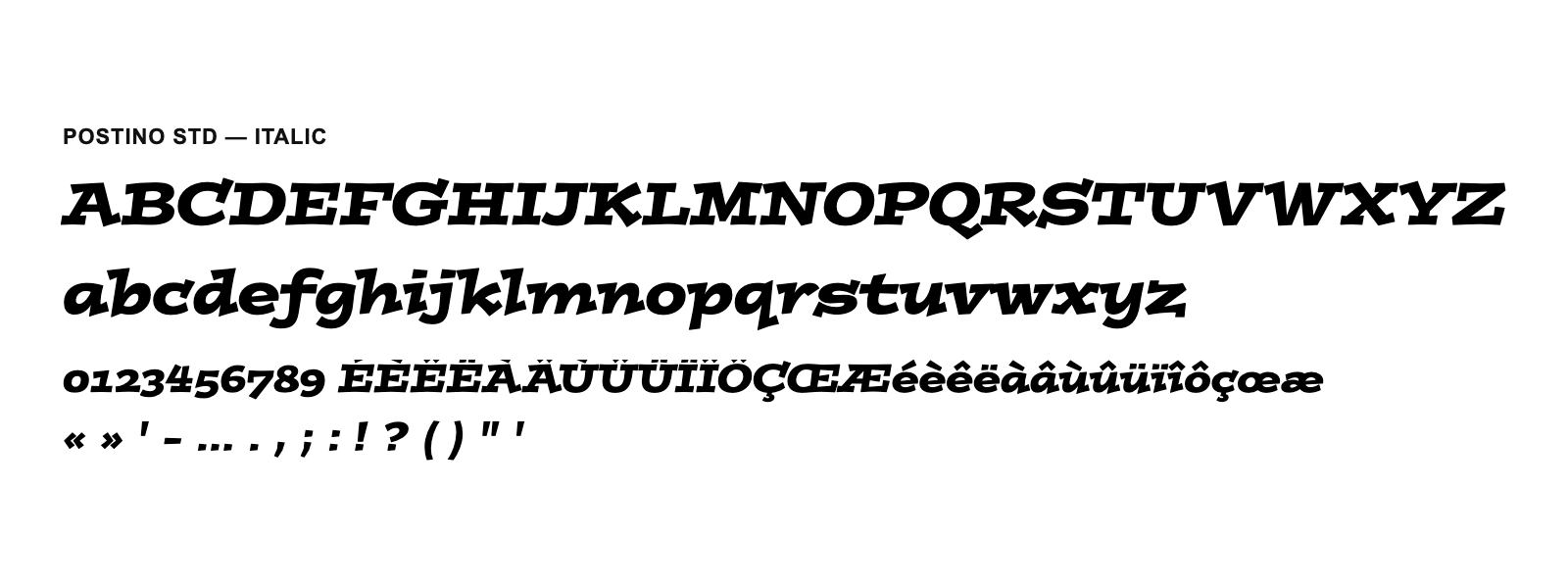 Spécimen de Postino Std Italic