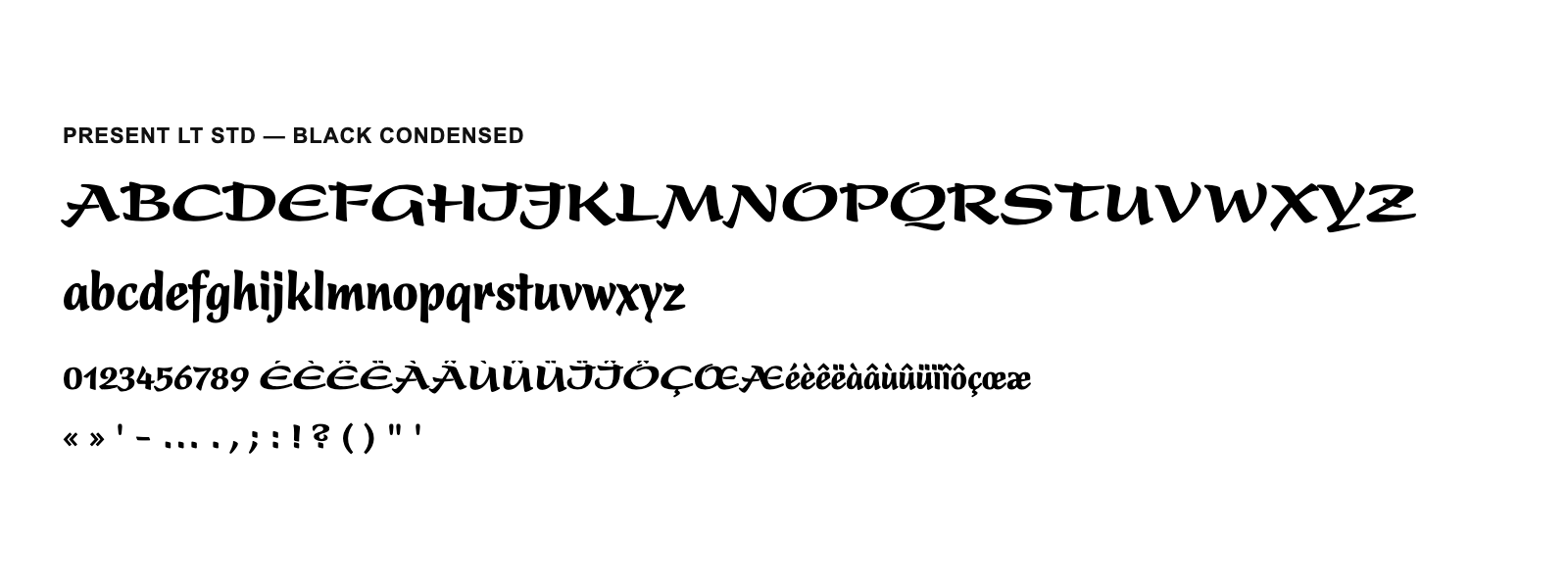 Spécimen de Present LT Std Black Condensed