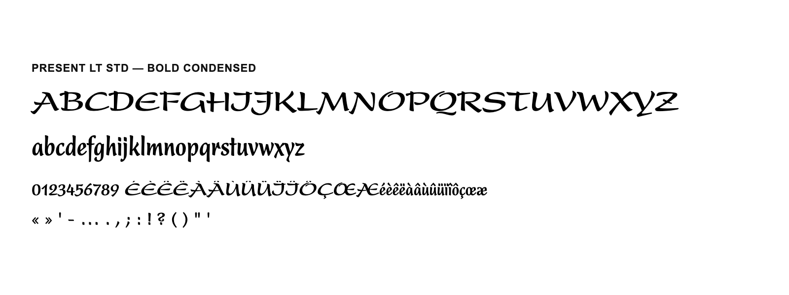 Spécimen de Present LT Std Bold Condensed