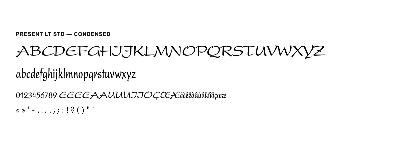 Spécimen de Present LT Std Condensed