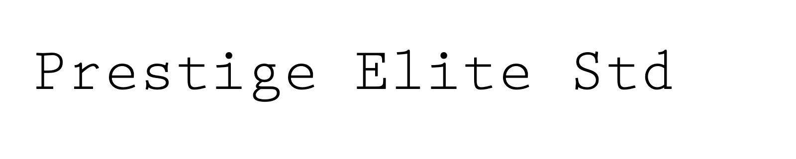 Nom de la famille Prestige Elite Std composé dans la police