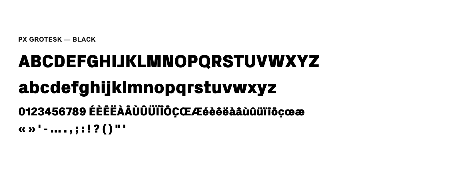 Spécimen de Px Grotesk Black