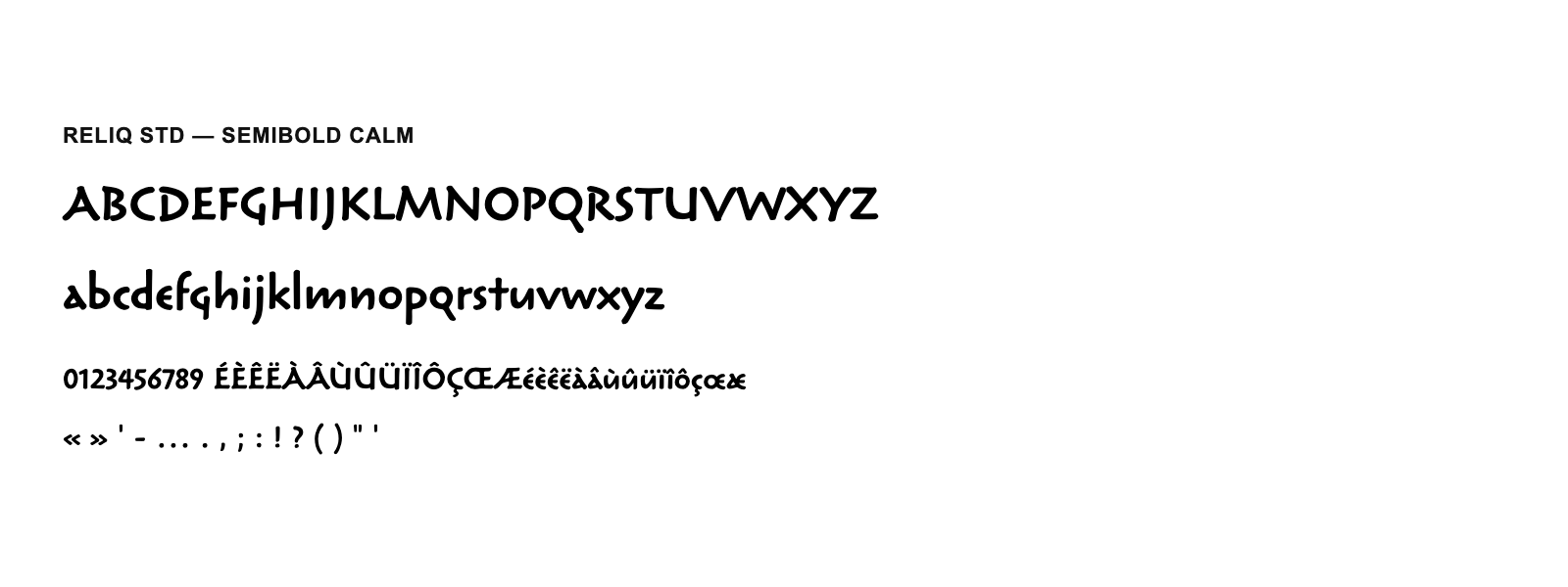 Spécimen de Reliq Std Semibold Calm
