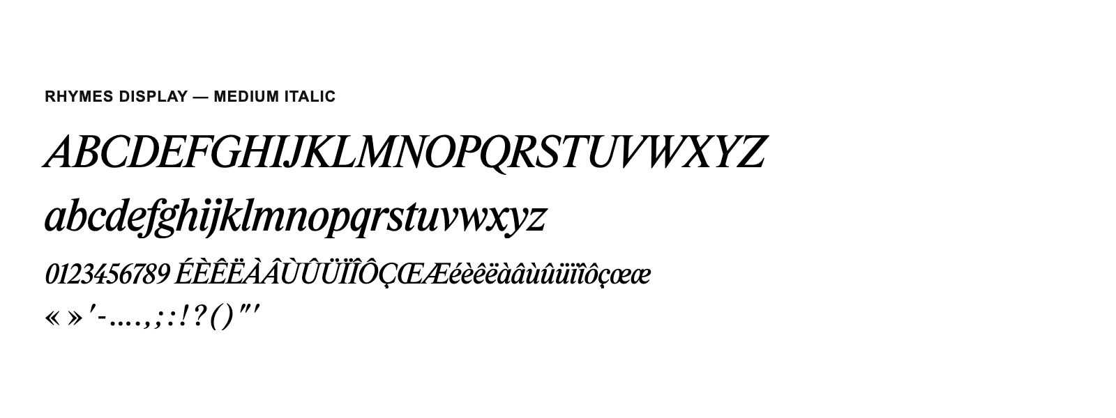 Spécimen de Rhymes Display Medium Italic