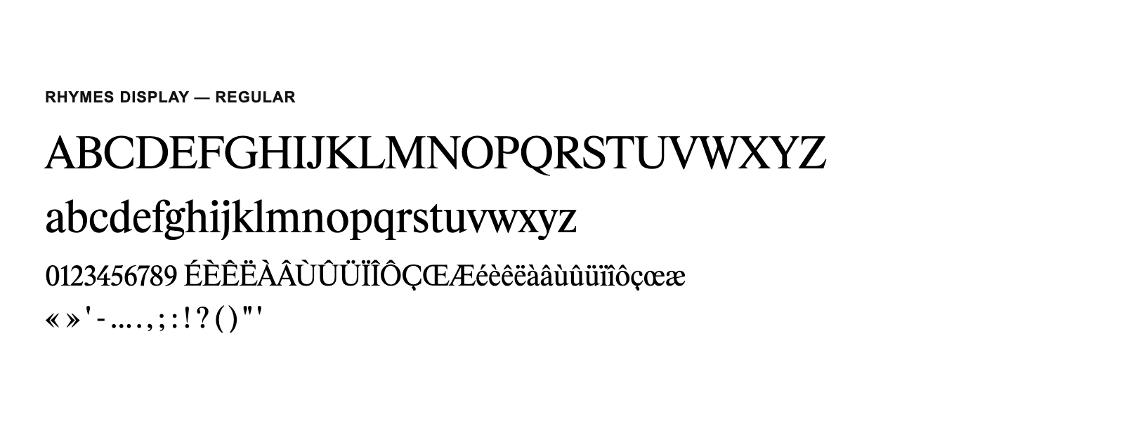 Spécimen de Rhymes Display Regular