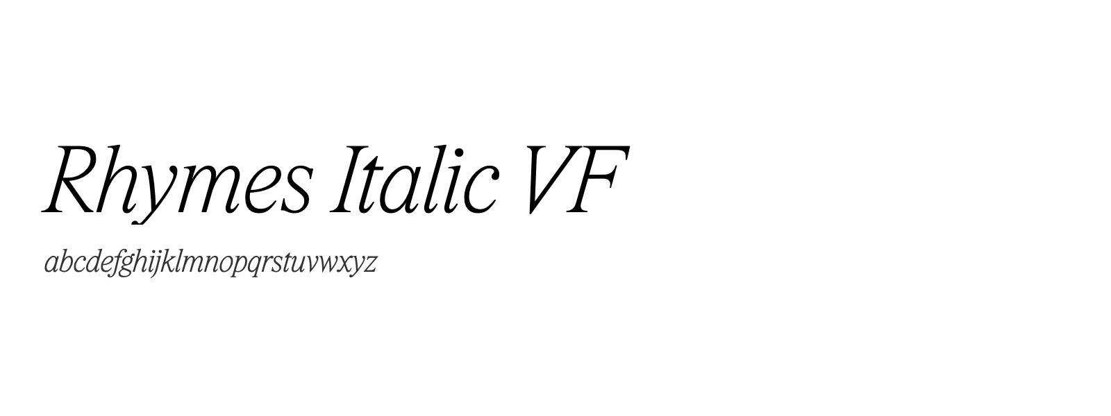 Spécimen de Rhymes Italic VF