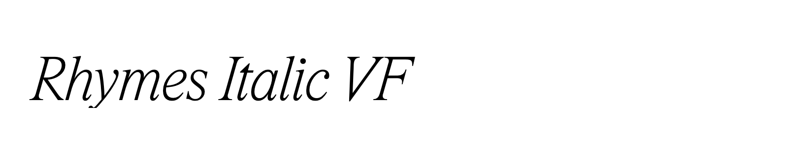 Nom de la famille Rhymes Italic VF composé dans la police