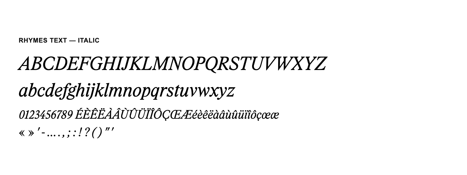 Spécimen de Rhymes Text Italic
