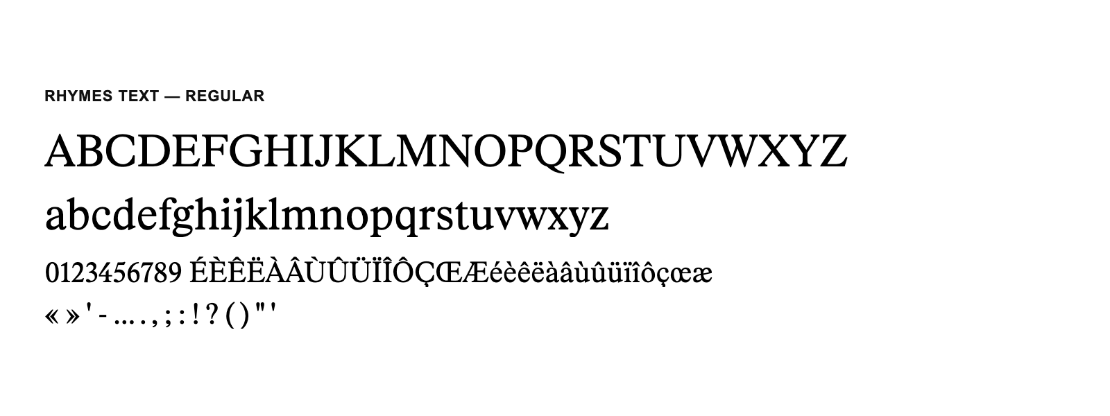 Spécimen de Rhymes Text Regular
