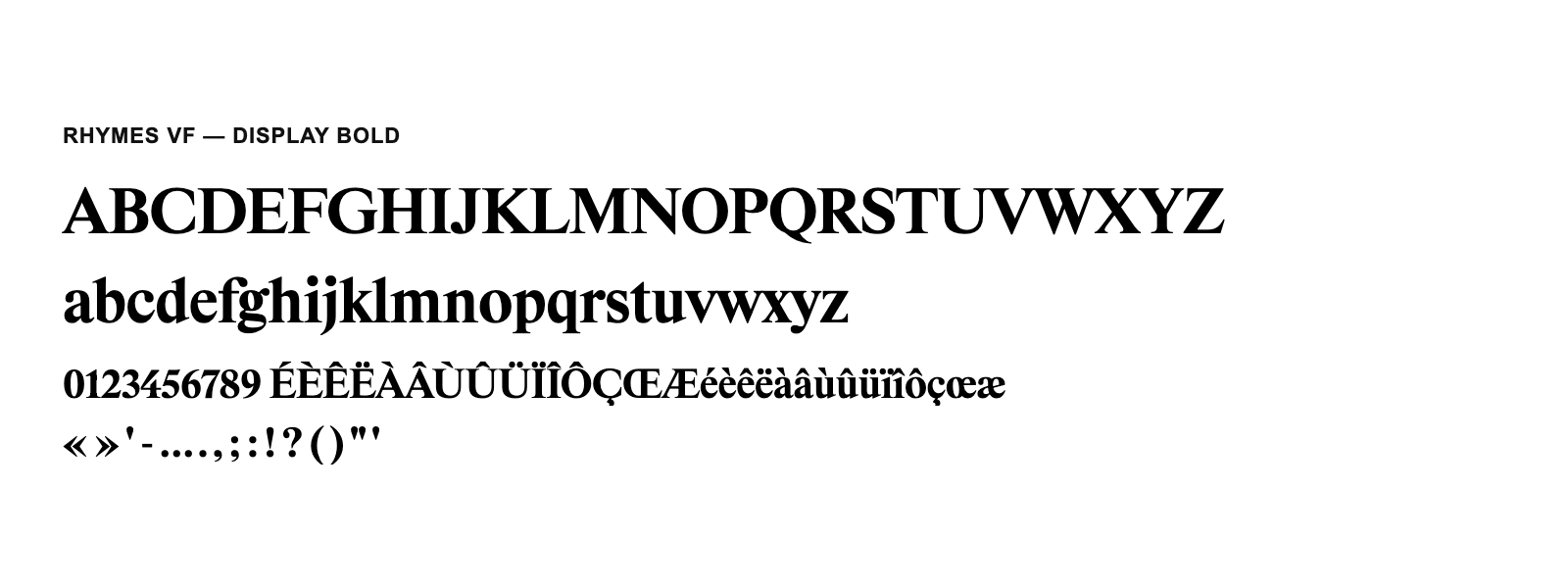 Spécimen de Rhymes VF Display Bold