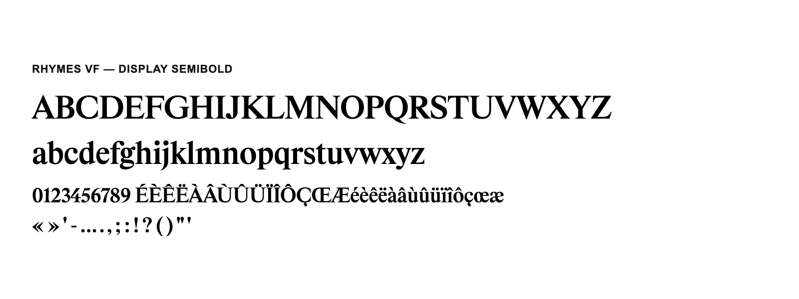 Spécimen de Rhymes VF Display SemiBold