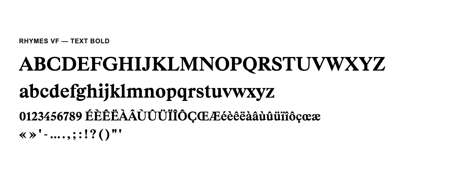 Spécimen de Rhymes VF Text Bold