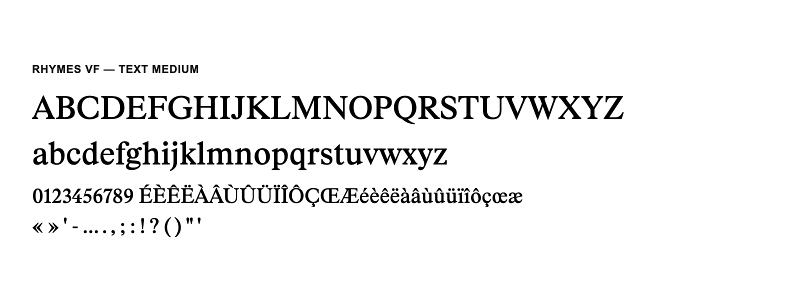 Spécimen de Rhymes VF Text Medium