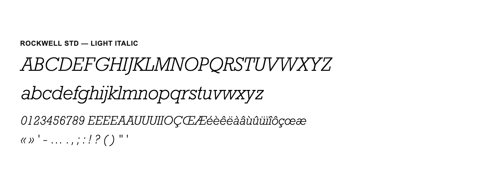 Spécimen de Rockwell Std Light Italic