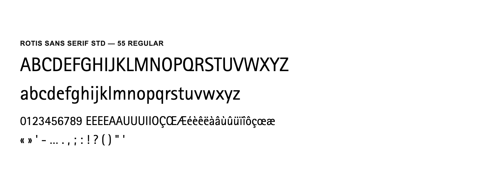 Spécimen de Rotis Sans Serif Std 55 Regular