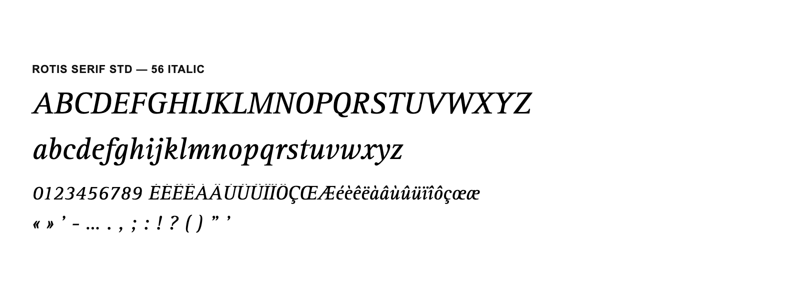 Spécimen de Rotis Serif Std 56 Italic