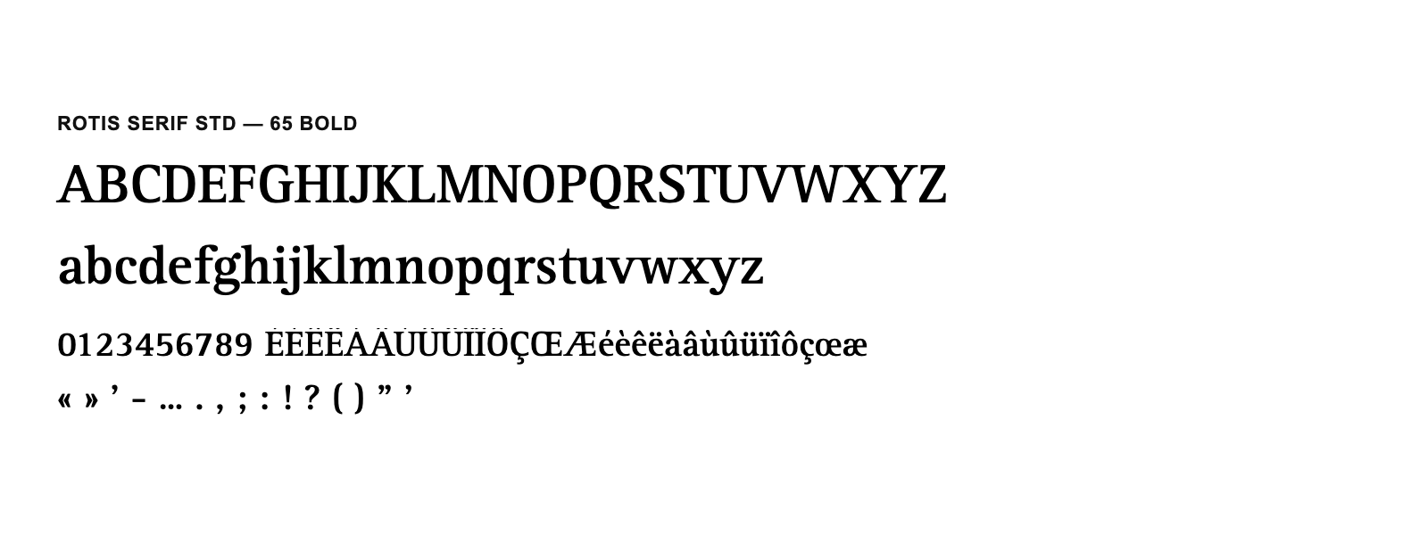 Spécimen de Rotis Serif Std 65 Bold