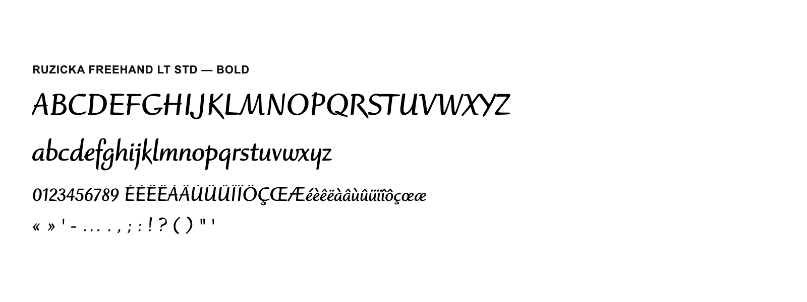 Spécimen de Ruzicka Freehand LT Std Bold